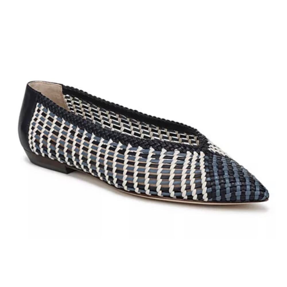 Veronica Beard Bancroft Woven Leather Ballet Flats Blue Multi Pointed Toe 10